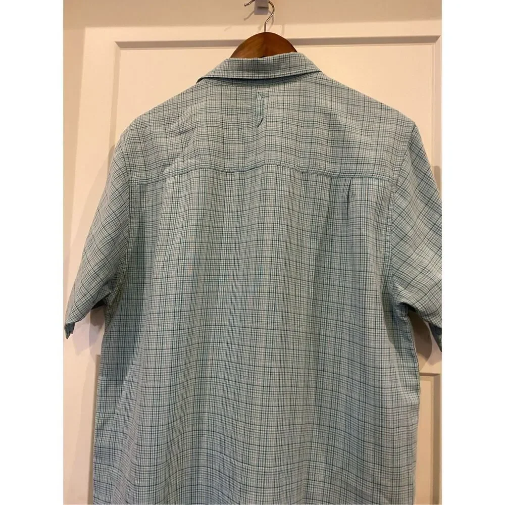 The North Face Mens Large Short Sleeve Plaid Shirt Blue Casual Outdoors Hiking